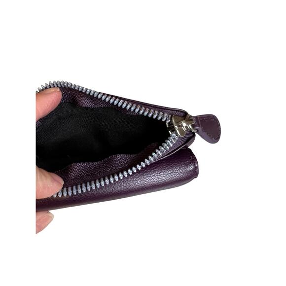 Compact Genuine Leather Card Wallet Plum - Picture 4 of 4